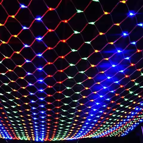LED Net Light String 1.5x1.5/3x2/6x4M LED Mesh Grid Light Fish Net LED String on Window LED String f