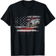 Uh-1 Huey Helicopter T Shirt American Flag Veteran Tee   T-Shirt