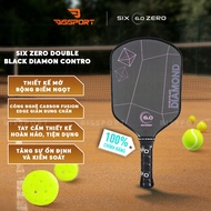 Genuine Six Zero Double Black Diamond Control Pickleball Racket - Black Pink - 16mm - High Control, 