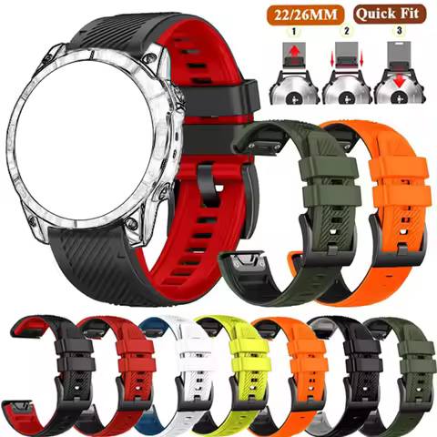 26mm 22mm Silicone Watch Strap For Garmin Instinct 3 45 50mm Fenix E 8 7X 7 Pro 6X 6 Pro Smart Watch