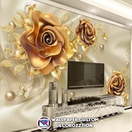 Wallpaper Custom Mural Motif Bunga 3D / Wallpaper Dinding Murah 3D