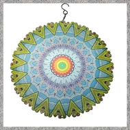 (BIGY) 3D Colorful Iron Wind Chime Mandala Pattern 3D Rotating Wall Hanging Decorative Art Windmill 