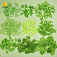 CREAMCANVAS​ 30pcs Green Transparent Leaf Shape Beads, Leaf Shape Transparent Green Acrylic Leaf Bea
