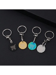 Trolley Coin Keyring 4ps Piece UK Set | Shopping Cart Token Keyring | Trolley Token for Supermarket 