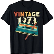 Vintage 1973 Music Cassette 52nd Birthday 52 Years Old T Shirt Humor Streetwear Tee Short Slee