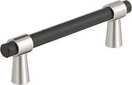 Amerock BP36858FBPN | Mergence 3-3/4 inch (96mm) Center-to-Center Matte Black/Polished Nickel Cabine