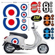 3M Reflectived LEGO Sticker Motorcycle Headlight Decal Digit Star Decorative Scooter Tail box Cover 