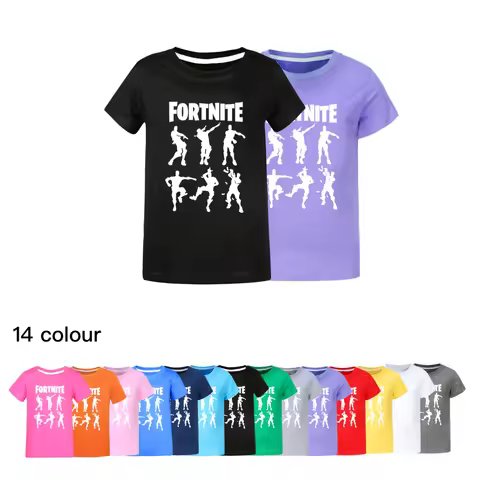 Fortnite Kids Print Costume Short Sleeve Tee Tops Baby Boys Girls Clothing Cotton 3D Cartoon T-Shirt