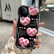 HP Casing For VIVO V50 5G V50E 5G V50 Lite 4G V50 Lite 5G Case Grid Love Pattern Casing HP Casing Cr