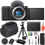 Sony Alpha ZV-E10 Mirrorless Camera Bundle with Gadget Bag, Flexible Tripod &amp; Accessories (6 Items), Black (ILCZV-E10/B)