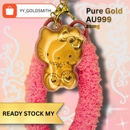 AU999 Pure Gold KT Cat Keychain 20mg Cute Character Design