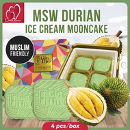 [Cinta Rasa] 100% MSW Durian Ice Cream Snowskin Mooncake 4pcs/box [ 2BOX FOR $69.9]