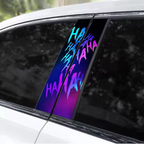 2pcs Hahaha Car Sticker Car B-Pillar Vinyl Decal Scratch Resistant Car Door Post Waterproof Decal Di