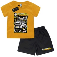 [COD AVAILABLE] Children's digital screen printed t-shirt set with BUS KIDS PANDA motif, ages 1 2 3 