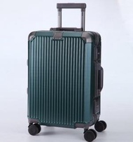 豎紋鋁框鏡面行李箱(綠色-28吋)