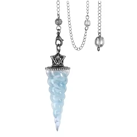 Resin 7 Chakra Aquamarines Pendulum Natural Chip Stone Crystal Pendant for Dowsing Divination Healin