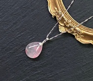 天然冰透溫柔櫻花雨薔薇輝石純銀鈦鋼項鍊 旺姻緣 旺人緣