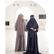 Hadramiyah Set Jubah Asiah Termasuk Tudung Sarung Berdagu dan Niqab 1 Layer Set Clothing Wanita Musl