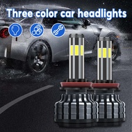 H11/H8 3-color waterproof lights, 6-sided universal car headlights, 2PCS