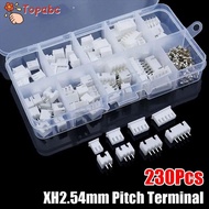 TOPABCME 230Pcs Pin Connector, Male And Female XH2.54 2.54mm Pitch Terminal, Housing Kit 4 Value 2p 