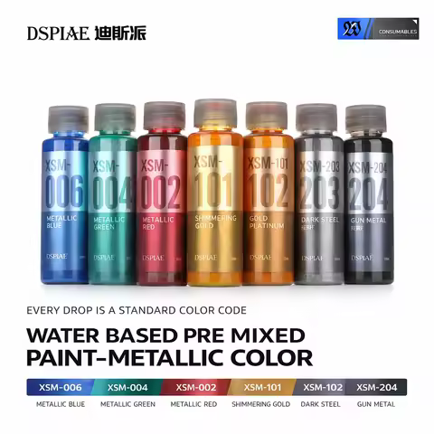DSPIAE XSM Series Metallic Color Water-based Pre-mixed Paint 50ML for Model Hobby DIY Airbrush Spray