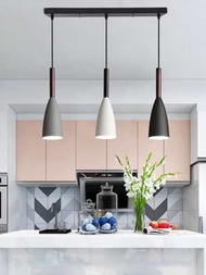 北歐風格吊燈現代掛燈極簡主義燈具,多色e27燈帽3燈頭,適用於廚房,餐廳,咖啡館