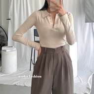 ASOKA Calliope Top 2148 - Crop Top KnitPOLO - Women's Long Sleeve T-Shirt