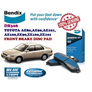 TOYOTA AE80,AE90,AE101,AE100,EE90,EE100,EE101 BENDIX FRONT DISC BRAKE PAD (DB308)