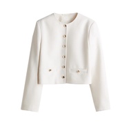 Genuine ZARAˉ imported Womens Autumn New French Crew Neck Simple Breasted Jacket Loose Casual Short