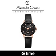 [Official Warranty] Alexandre Christie 2A17LDLRGBA Women's Black Dial Leather Strap Watch