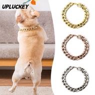 UPLUCKEY Pet Necklace, Chain Collar Cat Dog Gold Necklace Chain Dog Collar, Fashion Adjustable Gold 