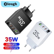 Elough LED Displaying PD35W USB C Charger Fast Charging Type C Quick Charge Data USB Charging Adapter For Huawei Xiaomi Mobile Phones