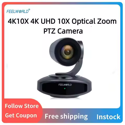 FEELWORLD 4K10X PTZ Conference Camera 4K Resolution 10X Zoom IR Remote Control Multiple Connection B