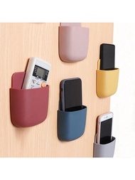 4/1pc/Set Foldable Wall Mounted Storage Box, Plastic Mobile Phone Holder Stand Rack, Remote Control 
