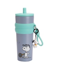 แก้วน้ำเก็บอุณหภูมิ Snoopy พร้อมพวงกุญแจ 3D ความจุ 700 มล. สีเทา