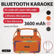 Easy and Perfect EP-M600 Bluetooth Karaoke with 2 wireless microphones Audio Speaker