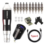 Wireless Tattoo Set Rotary Tattoo Machine Dc Jack Power Supply With 10pcs 3rl Cartridge Needle Profe