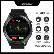 NORTH EDGE ECG Smart Watch E102 Lelaki Pengesan Suhu Oksigen Darah Tekanan Darah Pemantauan Sukan Ke