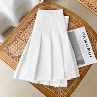 Zhu XIA váy xếp ly màu trắng Mùa Hè Nữ Chân Váy Ngắn cạp cao dáng ôm Nhật Bản mùa thu và mùa đông vá