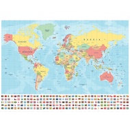 World Map Wall Sticker Large Map of The World Poster with Country Flags Room Decoration Wall Chart H
