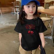 Hundred childrensleeveclothingcodredt-shirtcherriesrosemaryfashion Wear fashionably korean2026kidsst