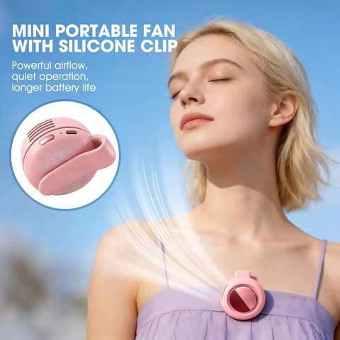 Mini Bladeless Fan Silent Portable Cyclone Fan Clip & Waist Mount USB Rechargeable Quick Cooling Fan