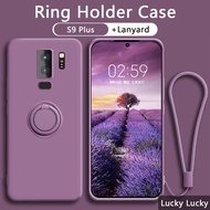 Luxury Samsung S8 S9 Plus Case Plus Magnetic Ring Holder Case Same Color Lanyard Liquid Silicone Case Sumsumg Galaxy