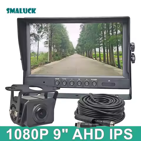 SMALUCK 9inch AHD IPS Rear View Car Monitor 1080P IP68 Waterproof Starlight AHD Rear View Car Camera