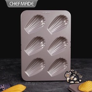 Invoice chefmade Heavy-Duty Steel 6-Piece Madeleine Mold Shell Long 6-Piece 6-Piece Cake