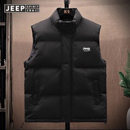 JEEP SPIRIT เสื้อกั๊กฤดูใบไม้ร่วงและฤดูหนาว เสื้อกั๊กผู้ชายแฟชั่นหล่อเสื้อกั๊กแจ็คเก็ตกีฬาแขนกุดเสื้