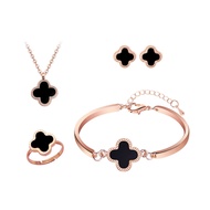 4PCS Four-Leaf Clover Set, Four-Piece Korean Style Pendant Double-Sided Jewelry Set, Wholesale