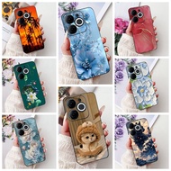 ITEL A80 Case Black Aesthetic Cute Cat Fashion Flowers Painted Back Cover ITELA80 ITEL A 80 Phone Ca