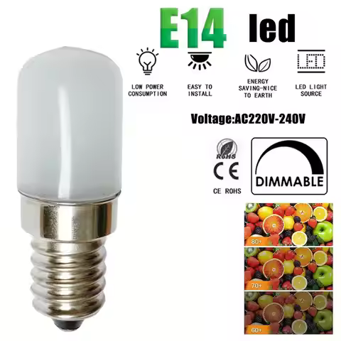 Mini 2W LED Light Bulbs E14 86-240V 2835SMD Refrigerator Lamp Screw Bulb For Refrigerator Freezer 30