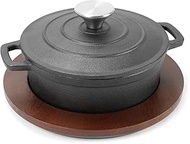 HAWOK Pre-seasoned Cast Iron Mini Dutch Oven, Dia.5.9", 0.5 QT, Mini Dutch Oven with Lid and Underli